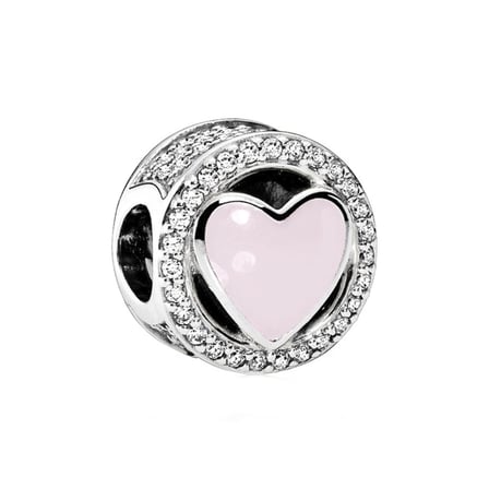 Nur Silver Pembe Kalp Gümüş Charm 925 Ayar