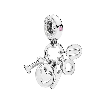 Nur Silver I Love You Sallantılı Gümüş Charm 925 Ayar