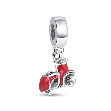 Nur Silver Motosiklet Charm Gümüş Kırmızı 925 Ayar