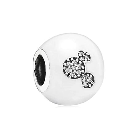 Nur Silver Mickey Mouse 925 Ayar Gümüş Charm Taşlı