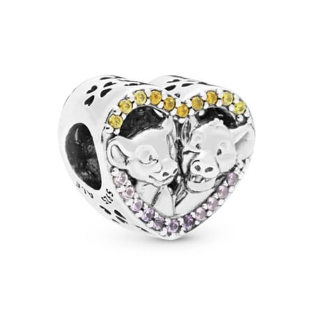 Nur Silver Disney Aslan Kral Simba ve Nala Kalp Gümüş Charm