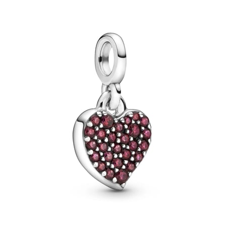 Nur Silver Kalp Charm Pembe Taşlı 925 Ayar Gümüş