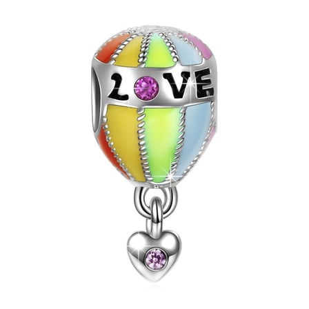 Nur Silver Love Renkli Balon Gümüş Charm