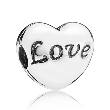 Nur Silver Love Yazılı Kalp 925 Ayar Gümüş Charm