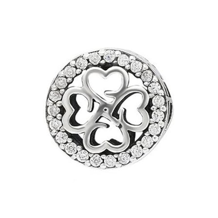 Nur Silver Yonca Model Taşlı Yuvarlak 925 Ayar Gümüş Charm