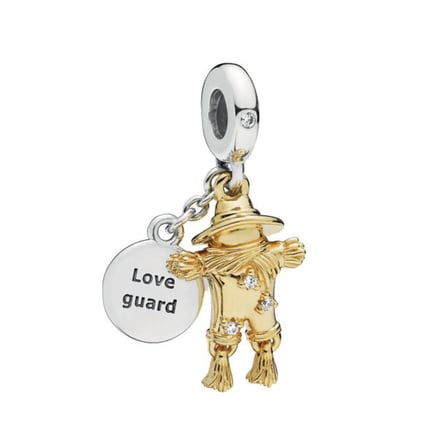Nur Silver Korkuluk Charm Gümüş Altın Renkli Sallantılı