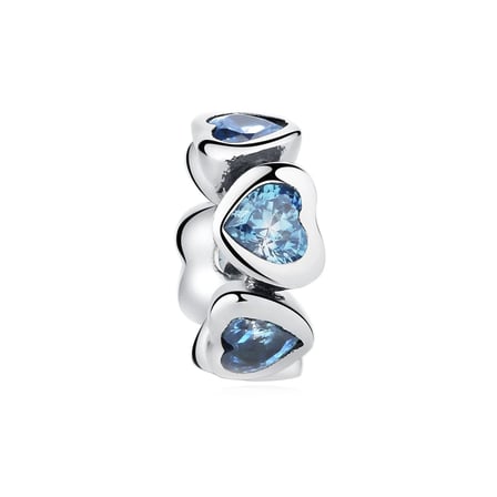 Nur Silver Kalp Figürlü Mavi Taşlı 925 Ayar Gümüş Charm