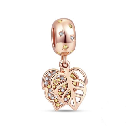 Nur Silver Rose Yaprak Gümüş Charm 925 Ayar