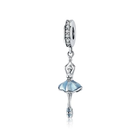 Nur Silver Balerin Charm 925 Ayar Gümüş Taşlı