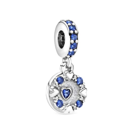 Nur Silver Sallantılı Kalp Gümüş Charm Mavi Taşlı 925 Ayar