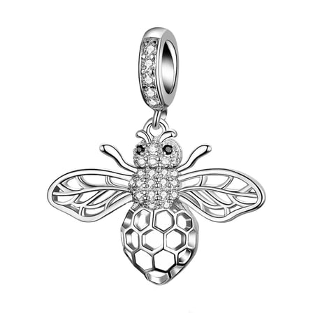 Nur Silver Arı Figürlü 925 Ayar Gümüş Charm Taşlı Tasarım