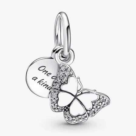 Nur Silver Kelebek ve Yazılı 925 Ayar Gümüş Charm