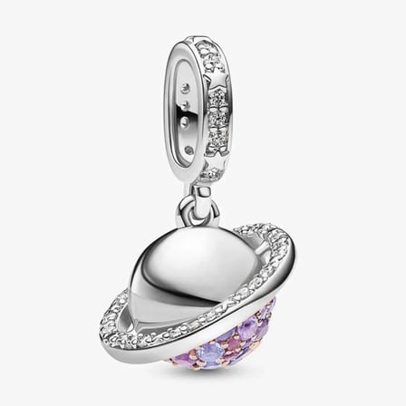 Nur Silver Gümüş Charm Kristal ve Berrak Kübik Zirkonlu Sallantılı