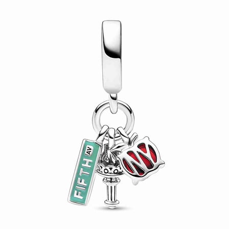 Nur Silver Meşale ve Sokak Tabelası Üçlü Sallantılı Gümüş Charm NUR-CM00386