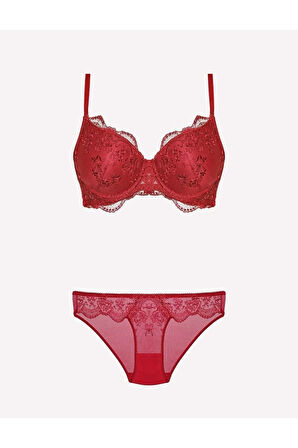 Kadın Bordo Desteksiz Sütyen Takımı