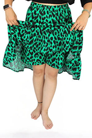 NURÖREN VİSKON KUMAŞ MİDİ BOY KADIN ŞORT ETEK