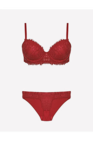 Kadın Bordo Destekli Sütyen Takım 4487