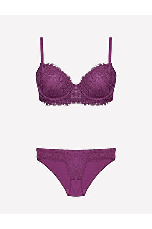 Kadın Bordo Destekli Sütyen Takım 4487