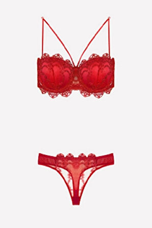 Kadın Kırmızı Destekli Sütyen Takım 4591
