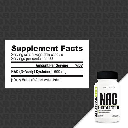 NutraBio, NAC N-Acetyl Cysteine, 600 mg, 90 Veggie Capsules