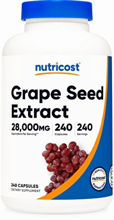 Nutricost, Grape Seed Extract Kalp koruyucu + Tansiyon + Kan dolaşımı 28000 mg , 240 Capsul