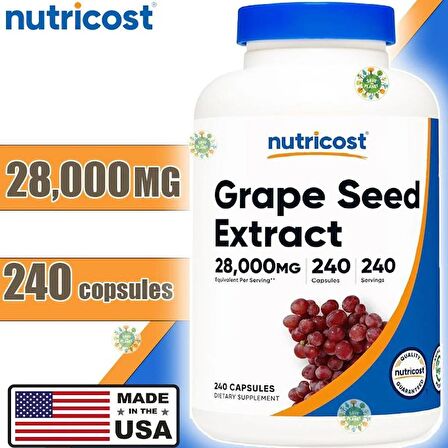 Nutricost, Grape Seed Extract Kalp koruyucu + Tansiyon + Kan dolaşımı 28000 mg , 240 Capsul