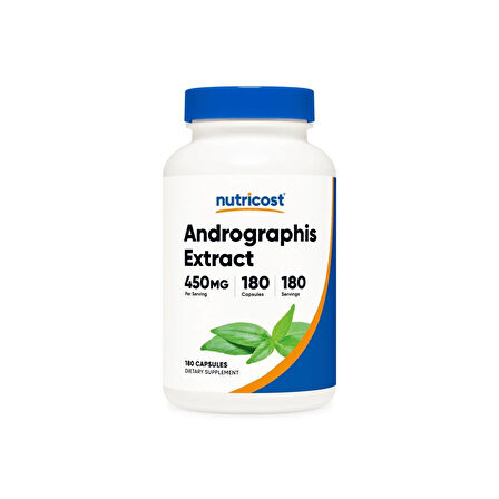 Nutricost Andrographis Extract 450mg, 180 Vegetarian Capsules (CİLT TEMİZLEME + LEKE GİDERİCİ)