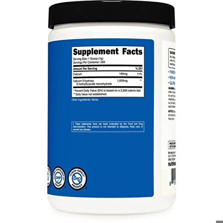 Nutricost HMB Amino Powder 1000 MG 250 GR - 250 Servis