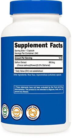 Nutricost Saffron (Safran) antioksidan 88.5 mg 240 capsules (Positive moods)
