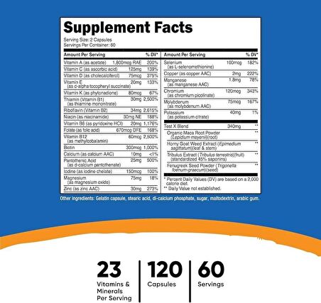 Nutricost Multivitamin For Men Testo Booster Complex 120 Capsules 