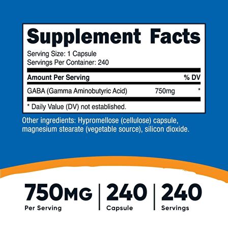 Nutricost GABA 750 MG 240 CAPSUL