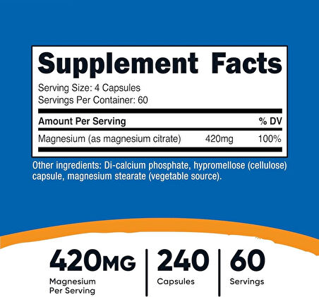 Nutricost Magnesium Citrate Sleep 420mg 240 Veggie Caps