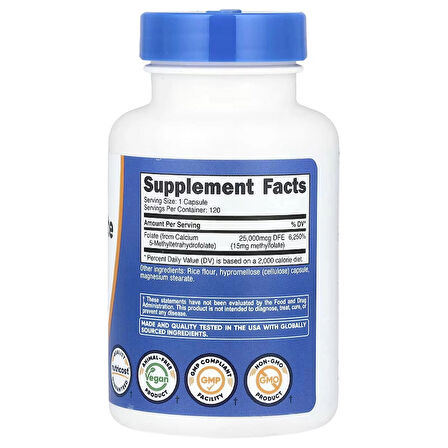 Nutricost L-Methylfolate Women's Health 15mg 5-MTHF Vegan 120 Capsules