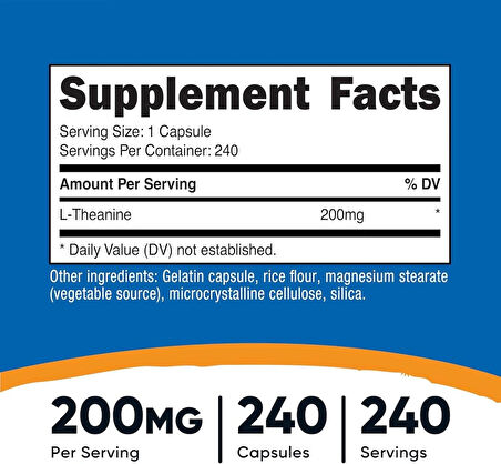 Nutricost L-Theanine Brain & Cognitive Double Strength 200mg 240 Caps
