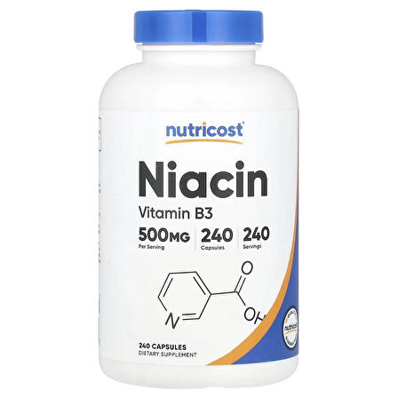 Nutricost Niacin (Vitamin B3) 500mg 240 Capsules