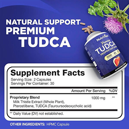 Nutrivein TUDCA+Milk Thistle Liver Wellness Support Supplement 1000 MG - 60 Caps