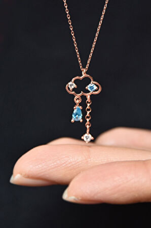 925 Ayar Gümüş Rose Kaplama Yağmur Bulutu Kolye