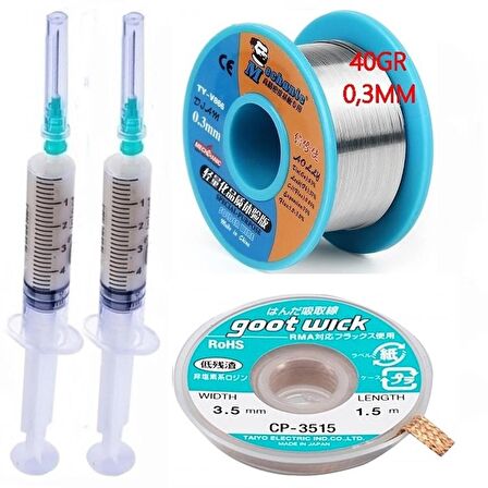 Flux Lehim Toplama,lehim Emme Tel 3,5mm Ve Lehim Teli Soldering 63sn/37pb Flux %1-3 40gr 03mm 4in1 Arada