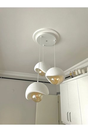Beton Görünümlü Modern Şık İskandinav Tarz 3 Başlıklı Avize (25cm) (AMPUL DAHİL DEĞİLDİR) NESTVİBE