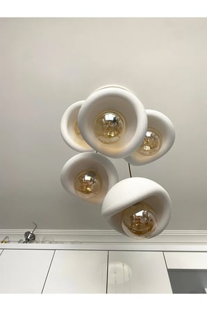 Modern 5'li Avize Beton Dokulu - Salon ve Oturma Odası İçin Şık Tasarım (AMPUL DAHİL DEĞİLDİR)
