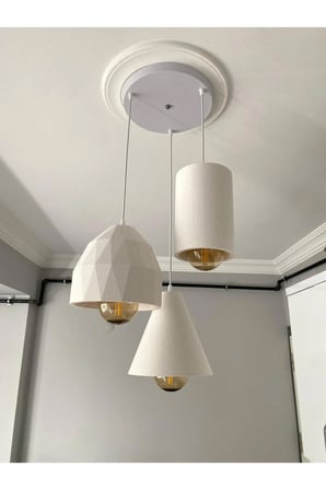 Stone 3’lü Beton Dokulu Sarkıt Avize Bohem & Pinterest Tarzı Modern Oturma Odası Aydınlatma Nestvibe