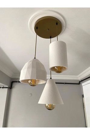 Stone 3’lü Beton Dokulu Sarkıt Avize Bohem & Pinterest Tarzı Modern Oturma Odası Aydınlatma Nestvibe