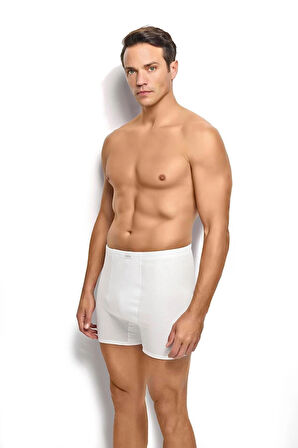 Jiber 102 Pamuk Beyaz Erkek Paçalı Boxer Paçalı Don