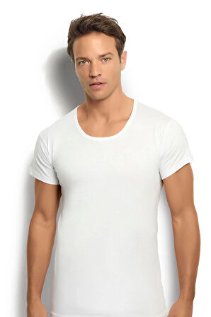 Jiber 103 Bisiklet Yaka Pamuk Erkek Fanila Tişört 2 Adet