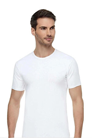 Tutku Elit 1301 Elestan Sıfır Yaka Kısa Kol Erkek Tişört Body 2 Adet