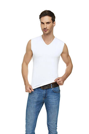 Tutku Elit 1305 V Yaka Sıfır Kol Erkek Atlet Body 2 Adet