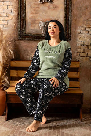 Lukitus Büyük Beden Peluş Polar Pijama Takımı