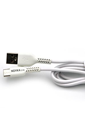 Type-C & USB 2.2 A Şarj Kablosu 1 Metre Beyaz Samsung Oppo Xiaomi Modellerle Uyumlu