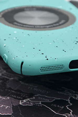 iPhone 11 Uyumlu Mint Yeşil Benekli Desenli İnce Sert Kapak Kılıf Kamera Lens Korumalı