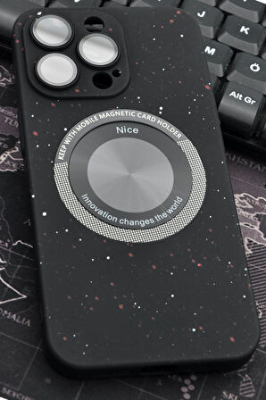 iPhone 14 Pro Max Uyumlu Siyah Benekli Desenli İnce Sert Kapak Kılıf Kamera Lens Korumalı